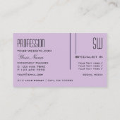 Stijlvol Paars Lila met Initialen Professional Visitekaartje (Achterkant)