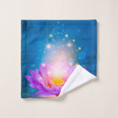 Stijlvol Paars Lotus Flower Blue, Landscape, Zen Bad Handdoek (Wasdoekje)