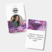 Stijlvol paars marmeren personeels ID-badge Badge (Voor- en achterkant)