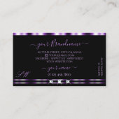 Stijlvol Paars monogram met zwarte mousserende dia Visitekaartje (Achterkant)