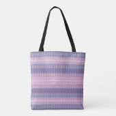 Stijlvol Paars nit patroon met monogram en naam Tote Bag (Achterkant)
