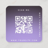 Stijlvol Paars Ombre RSVP QR Code Weddenschap Chic Informatiekaartje (Achterkant)