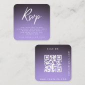 Stijlvol Paars Ombre RSVP QR Code Weddenschap Chic Informatiekaartje (Voorkant / Achterkant)
