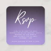 Stijlvol Paars Ombre RSVP QR Code Weddenschap Chic Informatiekaartje (Voorkant)