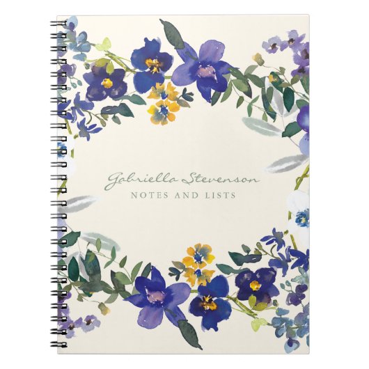 Stijlvol Paars Orchid Floral Wreatalized Notitieboek (Voorkant)