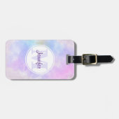 Stijlvol Paars Roze Blauwe Waterverf Monogram Bagagelabel (Voorkant horizontaal)