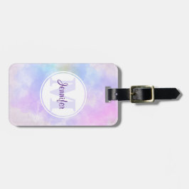Stijlvol Paars Roze Blauwe Waterverf Monogram Bagagelabel
