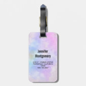Stijlvol Paars Roze Blauwe Waterverf Monogram Bagagelabel (Achterkant verticaal)