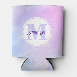 Stijlvol Paars Roze Blauwe Waterverf Monogram Blikjeskoeler