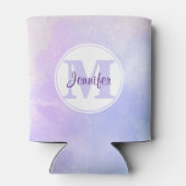 Stijlvol Paars Roze Blauwe Waterverf Monogram Blikjeskoeler (Achterkant)