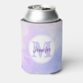 Stijlvol Paars Roze Blauwe Waterverf Monogram Blikjeskoeler (Blikje Achterkant)