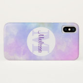 Stijlvol Paars Roze Blauwe Waterverf Monogram Case-Mate iPhone Case (Achterkant (horizontaal))