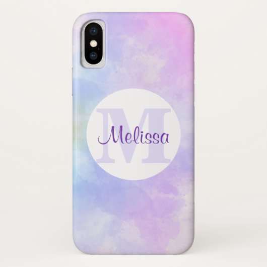 Stijlvol Paars Roze Blauwe Waterverf Monogram Case-Mate iPhone Case (Achterkant)