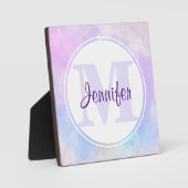 Stijlvol Paars Roze Blauwe Waterverf Monogram Fotoplaat (Voorkant)