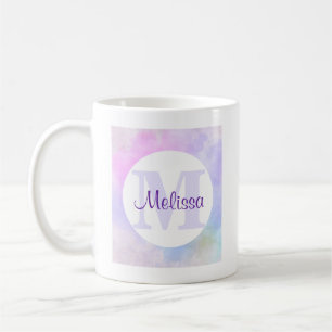 Stijlvol Paars Roze Blauwe Waterverf Monogram Koffiemok
