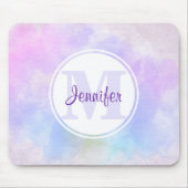 Stijlvol Paars Roze Blauwe Waterverf Monogram Muismat (Voorkant)