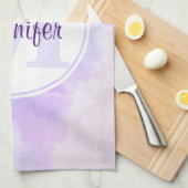 Stijlvol Paars Roze Blauwe Waterverf Monogram Theedoek (Quarter Fold)