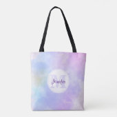 Stijlvol Paars Roze Blauwe Waterverf Monogram Tote Bag (Achterkant)