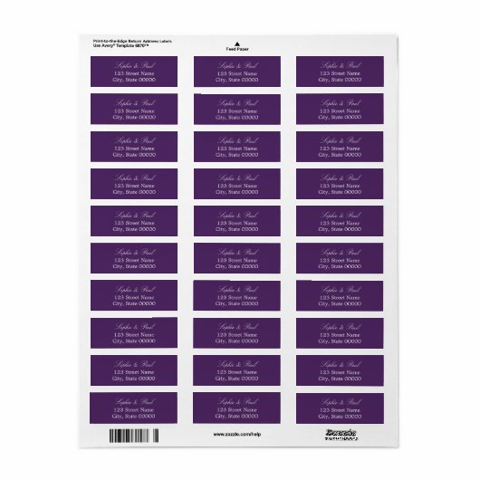 Stijlvol Paars terugzendlabel Etiket (Full Sheet)