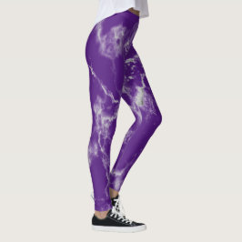 Stijlvol Paars witte marmerpatronen klinken meisje Leggings