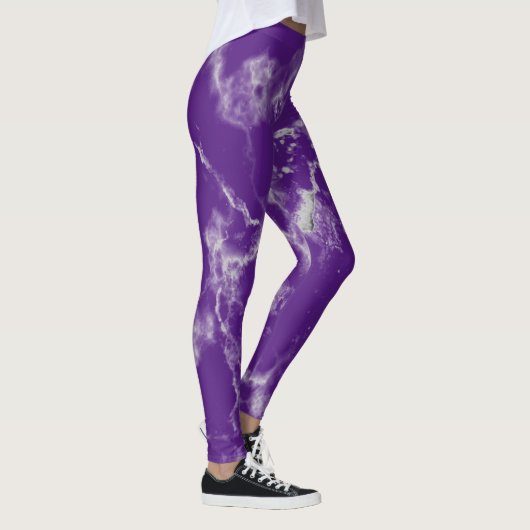 Stijlvol Paars witte marmerpatronen klinken meisje Leggings (Rechts)