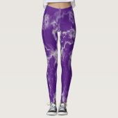 Stijlvol Paars witte marmerpatronen klinken meisje Leggings (Voorkant)