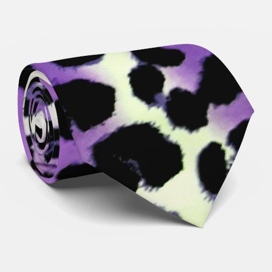 Stijlvol Paars zwart wit leopard proefblad Stropdas (Opgerold)
