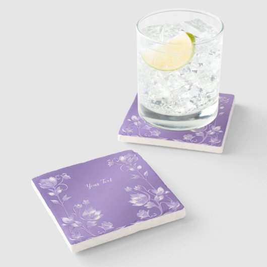Stijlvol Paarse bloemensteen Onderzetter (Zijkant)