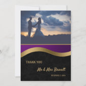 Stijlvol Paarse en gouden Bedankkaart (Voorkant)