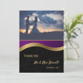 Stijlvol Paarse en gouden Bedankkaart (Staand voorkant)