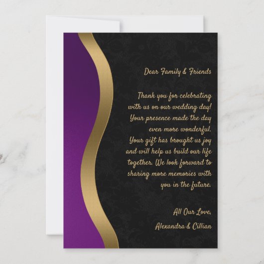 Stijlvol Paarse en gouden Bedankkaart (Achterkant)