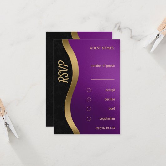 Stijlvol Paarse en gouden Kaart (Voorkant / Achterkant in situ)