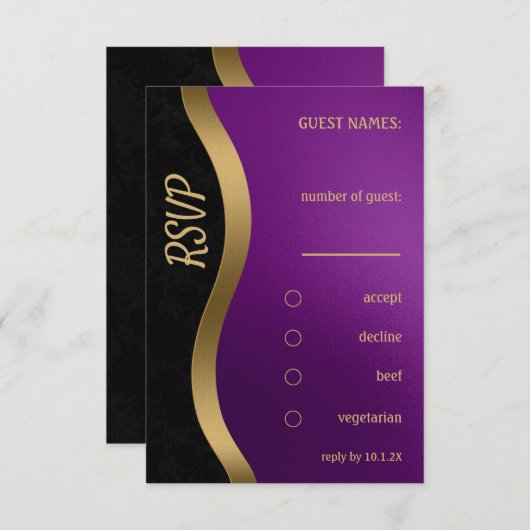 Stijlvol Paarse en gouden Kaart (Voorkant / Achterkant)