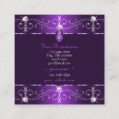 Stijlvol Paarse en Lila  Ornamenten Monogram Vierkante Visitekaartje (Achterkant)