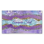 Stijlvol Paarse kalkturkooi monogram Magnetisch Visitekaartje (Voorkant)