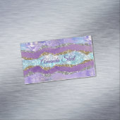 Stijlvol Paarse kalkturkooi monogram Magnetisch Visitekaartje (Voorbeeld)