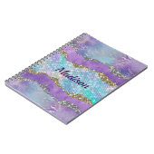 Stijlvol Paarse kalkturkooi monogram Notitieboek (Linkerzijde)