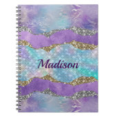 Stijlvol Paarse kalkturkooi monogram Notitieboek (Voorkant)