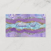 Stijlvol Paarse kalkturkooi monogram Visitekaartje (Voorkant)
