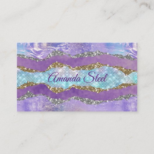 Stijlvol Paarse kalkturkooi monogram Visitekaartje (Voorkant)
