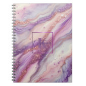 Stijlvol Paarse lavendelmarmer met glitteraderen Notitieboek (Voorkant)