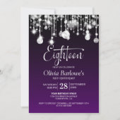 Stijlvol paarse verjaardagsfeest 18e verjaardag kaart (Voorkant)