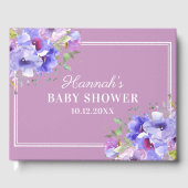 Stijlvol Paarse Waterverf Floral Baby shower Gastenboek (Voorkant)