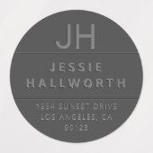 Stijlvol papier Ingegraveerd Modern Monogram Water Labels (Design 2)