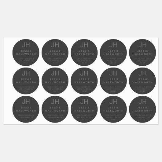 Stijlvol papier Ingegraveerd Modern Monogram Water Labels (Vel)