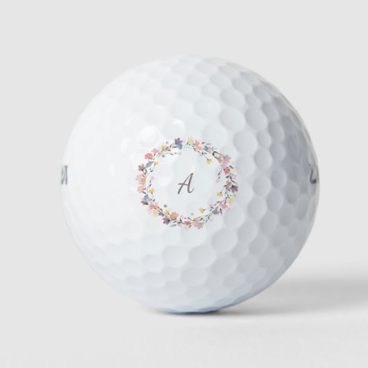 Stijlvol pasta Floral Wreator Monogram op maat Golfballen (Voorkant)