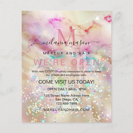 Stijlvol pasta-gebluste alcoholinkt elegant glitte flyer (Achterkant)