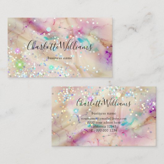 Stijlvol pasta-gebluste alcoholinkt elegant glitte visitekaartje (Voorkant / Achterkant)