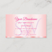 Stijlvol pasta roze glamoureus met Initialen moder Visitekaartje (Achterkant)