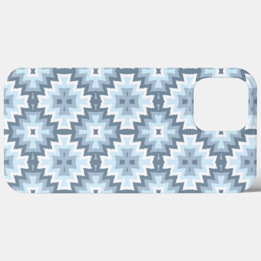 Stijlvol pastel blauw grijs wit Ikat tribaal patro Case-Mate iPhone Case (Achterkant (horizontaal))